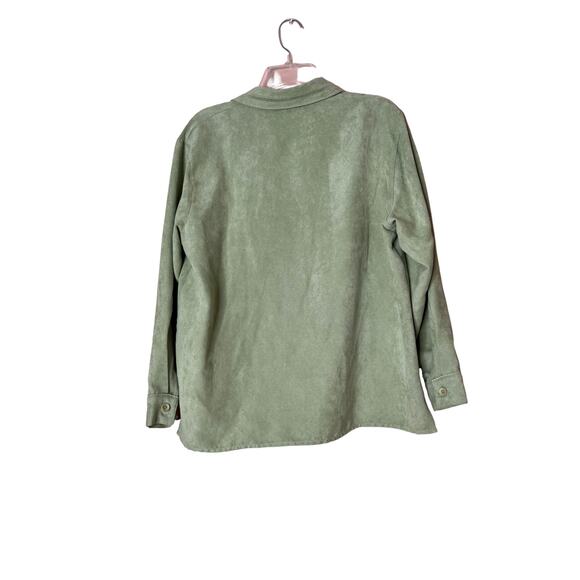 studio works petite textured apple green button front shirt Cuff sleeve sz pl - Picture 3 of 11